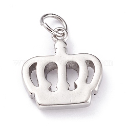 変色しない304ステンレススチールペンダント  丸カン付き  クラウン  ステンレス鋼色  19.5x18x4mm  穴：5mm&nbsp;LS-STAS-H144-01P