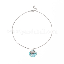 AB Color Plated Capiz Shell Pendant Necklace&nbsp;NJEW-JN04220