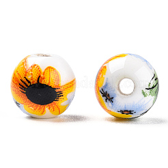 Floral Printed Porcelain Beads&nbsp;PORC-E021-01B