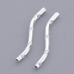 真鍮製チューブビーズ  カドミウムフリー＆鉛フリー  カーブ  銀色のメッキ  約1.5 mm幅  長さ21mm  穴：0.5mm&nbsp;EC296-S