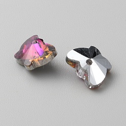 ファクトガラスペンダント  蝶のチャーム  マゼンタ  7.5x10x5mm  穴：1.2mm&nbsp;LS-GLAA-WH0031-59A-05
