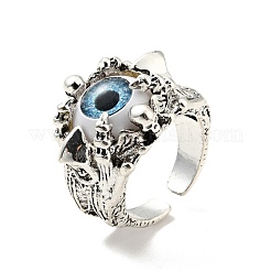 Evil Eye Resin Open Cuff Ring&nbsp;RJEW-D118-01AS-01