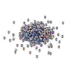 電気メッキガラスシードビーズを12/0グレード  アイリスラウンド  ミックスカラー  2x1.5mm  穴：0.3mm  4色  約2000PCS /カラー  8000個/セット&nbsp;SEED-CD0001-01