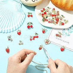 28Pcs 14 Styles Zinc Alloy Rhinestone Fruit Pendants&nbsp;FIND-CJ0004-95