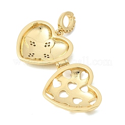 Brass Micro Pave Clear Cubic Zirconia Locket Pendants&nbsp;KK-H267-028A-05