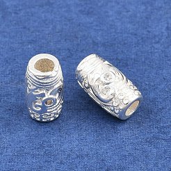 真鍮マイクロペーブクリアキュービックジルコニアビーズ  レトロ柄の柱  銀  8x4.5mm  穴：2mm&nbsp;KK-Z162-19S