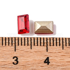 ガラスラインストーンカボション  尖ったバック＆バックメッキ  多面カット  長方形  ライトシャム  6x4x2.5mm&nbsp;RGLA-A026-02A-227