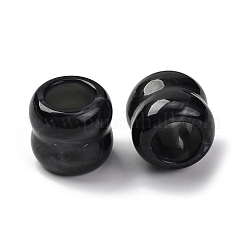 ツートンの不透明アクリルビーズ  溝付き柱  ブラック  18.5~19x20~20.5mm  穴：12mm&nbsp;OACR-Z025-01C