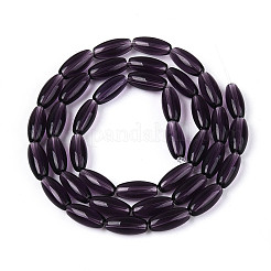 透明ガラスビーズ連売り  ライス  インディゴ  9~9.5x4~4.5mm  穴：0.7~0.9mm  約42~43個/連  14.96~15.35''（38~39センチメートル）&nbsp;GLAA-T028-15T-01