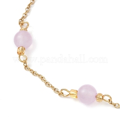 Dyed Round Natural Malaysia Jade & 304 Stainless Steel Cable Chain Ankelets&nbsp;AJEW-AN00701-02
