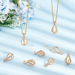 12Pcs Brass Bead Cage Pendants&nbsp;KK-PH0010-48