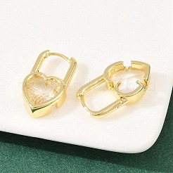 ハートブラスマイクロパヴェクリアキュービックジルコニアフープピアス  18KGP本金メッキ  22.5x13x5mm&nbsp;EJEW-D348-06G