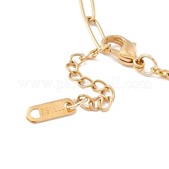 PVD 真空メッキ フラット ラウンド キープ スマイル チャーム ネックレス、304 ステンレス ペーパークリップ チェーン付き、女性用  ゴールドカラー  7-1/8インチ（18.2cm）&nbsp;STAS-P304-07G