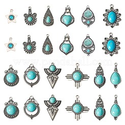 48Pcs 12 Styles Synthetic Turquoise Pendants&nbsp;FIND-TA0003-21