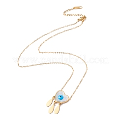 Ion Plating(IP) 304 Stainless Steel Heart with Teardrop Pendant Necklace&nbsp;NJEW-P262-06G