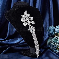 ホットフィックスラインストーン1個  パッチに真鍮  結婚式のテーマのドレスシューズの衣服の装飾のため  花  クリスタル  264x68x11mm&nbsp;DIY-FG0002-43