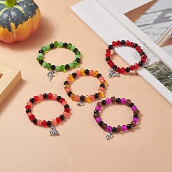 Galss Round Beaded Stretch Bracelet&nbsp;BJEW-JB09239
