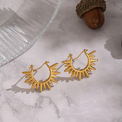 Vintage European Style Sun 304 Stainless Steel Hoop Earrings&nbsp;LS-KG5327-1