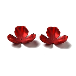 ゴム引きスタイルの不透明なアクリルビーズキャップ  艶消し  3  - 花びらの花  ファイヤーブリック  26x28x8mm  穴：1.5mm&nbsp;OACR-H016-08
