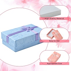 24個 8色 長方形 蝶結び 紙リング収納ボックス  ミックスカラー  8.3x5.3x2.7cm  3個/カラー&nbsp;CON-CJ0001-26