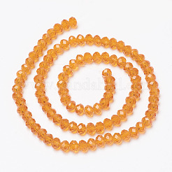 ガラスビーズ連売り  多面カット  ロンデル  ダークオレンジ  2.3~2.7x2mm  穴：0.4mm  約135~140個/連  26~27cm&nbsp;EGLA-A044-T1mm-D05