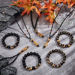4Pcs Om Mani Padme Hum Resin Mala Bead Bracelet&nbsp;SJEW-AN0001-48