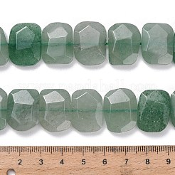 天然ストロベリークォーツの連売りビーズ  長方形  多面カット  ミディアムシーグリーン  15x20x6mm  穴：1.5mm  約25個/連  14.96インチ（38cm）&nbsp;G-C285-A04-01