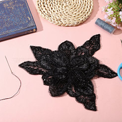 2Pcs Fabric with Tube Beads and Pearl Beads & Sequins Patches&nbsp;DIY-PH0038-13A