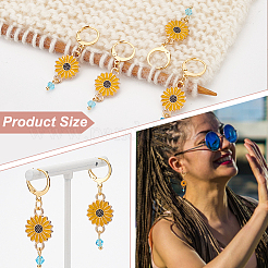 12Pcs Alloy Enamel Sunflower Charms Locking Stitch Markers&nbsp;HJEW-PH01654