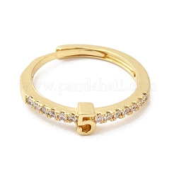 Rack Plating Brass Clear Cubic Zirconia Number 5 Adjustable Rings for Women&nbsp;RJEW-S407-09G-05