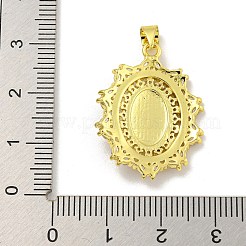 Virgin Mary Theme Rack Plating Brass Micro Pave Cubic Zirconia Pendants&nbsp;KK-C074-23G-02