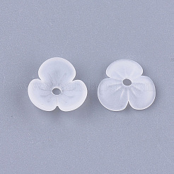3枚の花弁透明アクリルビーズキャップ  艶消し  花  透明  9x9.5x3mm  穴：1.2mm&nbsp;X-FACR-T001-01