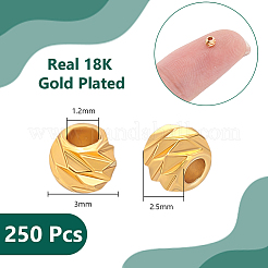 250Pcs Corrugated Brass Beads&nbsp;KK-UN0005-79G