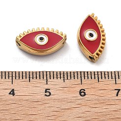 イオンプレーティング（IP）304ステンレスビーズ  エナメル  18KGP本金メッキ  目  ファイヤーブリック  8.5x15x4mm  穴：1.4mm&nbsp;STAS-R138-05G-01