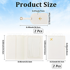 PUレザーのラゲッジタグとパスポートカバーセット  長方形  ホワイト  165x70x7mm  2個/セット&nbsp;FIND-CL0001-81B