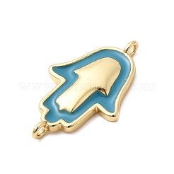 Brass Enamel Hamsa Hand Connector Charms&nbsp;KK-H529-16G