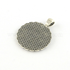 Flat Round Tibetan Style Alloy Pendant Cabochon Settings&nbsp;TIBE-S297-04AS-LF
