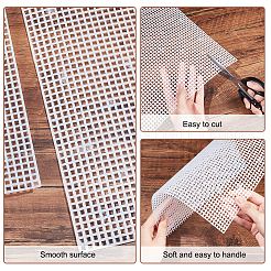 プラスチックメッシュキャンバスシート  刺繍用  アクリル毛糸クラフト  ニットとかぎ針編みのプロジェクト  長方形  ホワイト  300x300x2mm&nbsp;AJEW-WH0413-62B