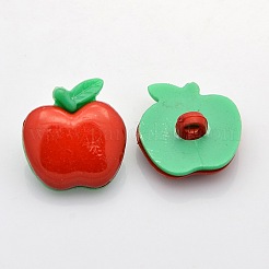 アクリルシャンクボタン  1穴  染め  りんご  レッド  22x21x6mm  穴：4mm&nbsp;BUTT-E020-B-04