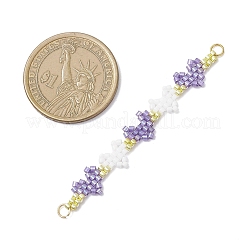 2Pcs 2 Colors MIYUKI Glass Seed Beaded Heart Links&nbsp;PALLOY-MZ01004