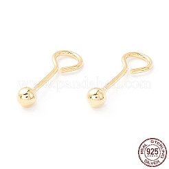 スターリングシルバーのねじ付きボールアイピン925個  ボールヘッド付きスクリューアイピン  ゴールドカラー  16x3mm  穴：3.4mm  ピン：0.7mm&nbsp;STER-P047-04B-G