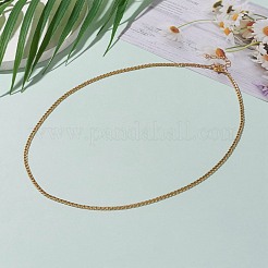 304ステンレススチールカーブチェーンネックレス  カニカン付き  ゴールドカラー  20.31インチ（51.6cm）&nbsp;NJEW-JN03280-01
