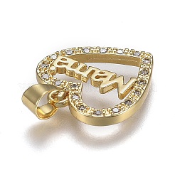Brass Micro Pave Clear Cubic Zirconia Pendants&nbsp;X-ZIRC-A011-09G