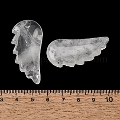 天然石クオーツクリスタルペンダント  ロッククリスタルの翼チャーム  43~43.5x20~20.5x18~18.5mm  穴：1.5mm&nbsp;G-F820-01L