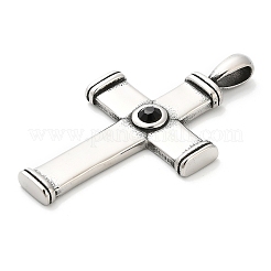 316サージカルステンレスペンダント  ラインストーン付き  クロスチャーム  アンティークシルバー  57x32x5~6mm  穴：8x4mm&nbsp;STAS-A123-12AS