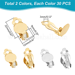 60Pcs 2 Colors 304 Stainless Steel Clip-on Earring Findings&nbsp;FIND-UN0003-59