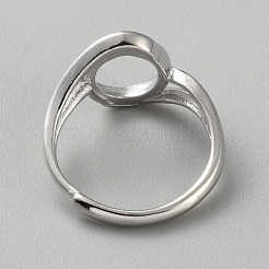 Rhodium Plated 925 Sterling Silver Adjustable Ring Components&nbsp;LS-FIND-WH0152-692P