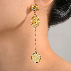 Hollow Flower with Coin Brass Tassel Stud Earrings&nbsp;VS6437