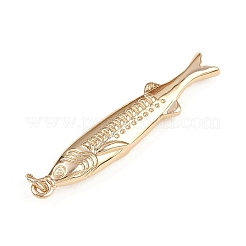 真鍮チャーム  丸カン付き  魚のチャーム  ゴールドカラー  39x7x5.5mm  穴：3.4mm&nbsp;LS-KK-L246-01G