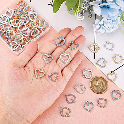 70個7スタイルの合金チャーム  ラインストーン付き  ハート  ミックスカラー  17x15x2~3mm  穴：2.4~2.5mm  10個/スタイル&nbsp;ALRI-BC0001-01